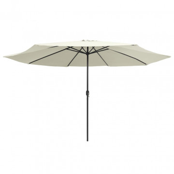 Umbrelă de soare de exterior, stâlp metalic, alb nisipiu 400 cm - Img 2