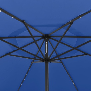 Umbrelă de soare de grădină cu LED-uri, albastru azuriu, 400 cm - Img 4