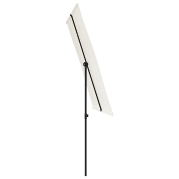 Umbrelă de soare de grădină stâlp aluminiu alb nisipiu 2x1,5 m - Img 8