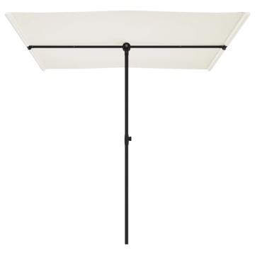 Umbrelă de soare de grădină stâlp aluminiu alb nisipiu 2x1,5 m - Img 4