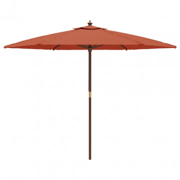Umbrelă de soare de grădină stâlp din lemn cărămiziu 299x240 cm - Img 4