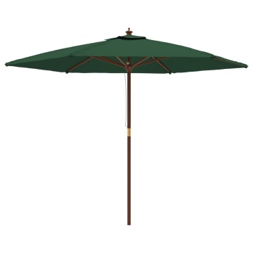 Umbrelă de soare de grădină stâlp din lemn, verde, 299 x 240 cm - Img 2
