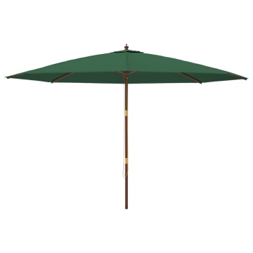 Umbrelă de soare de grădină, stâlp din lemn, verde, 400x273 cm - Img 3