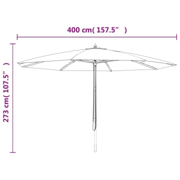 Umbrelă de soare de grădină, stâlp din lemn, verde, 400x273 cm - Img 7