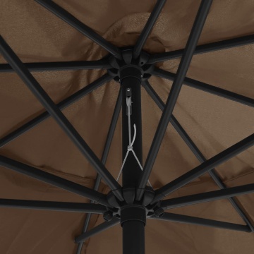 Umbrelă de soare de grădină, stâlp metalic, taupe, 390 cm - Img 7