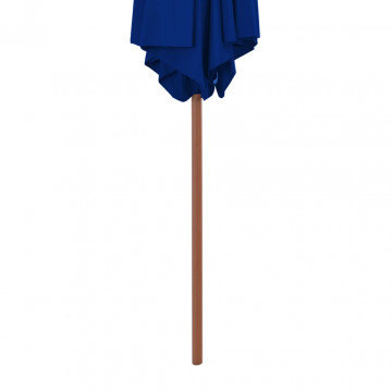 Umbrelă de soare exterior cu stâlp din lemn, albastru, 270 cm - Img 4