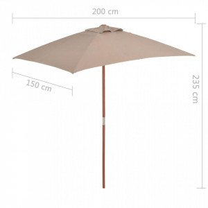 Umbrelă de soare, exterior, stâlp lemn, 150x200 cm, gri taupe - Img 7