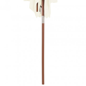Umbrelă de soare, exterior, stâlp lemn, 150x200 cm, nisipiu - Img 5