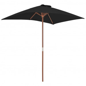 Umbrelă de soare, exterior, stâlp lemn, negru, 150x200 cm - Img 3