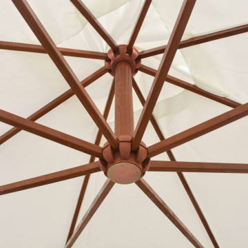 Umbrelă de soare suspendată cu stâlp de lemn, 300x300 cm, alb - Img 4
