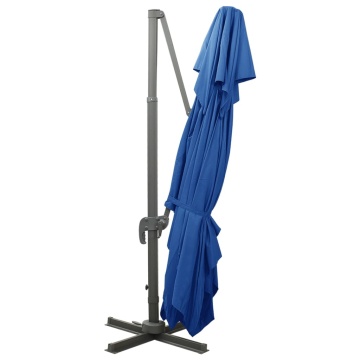 Umbrelă în consolă cu înveliș dublu, albastru azuriu 400x300 cm - Img 4