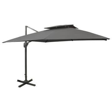 Umbrelă în consolă cu înveliș dublu, antracit, 300x300 cm - Img 1
