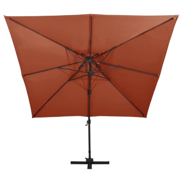 Umbrelă în consolă cu înveliș dublu, cărămiziu, 300x300 cm - Img 2