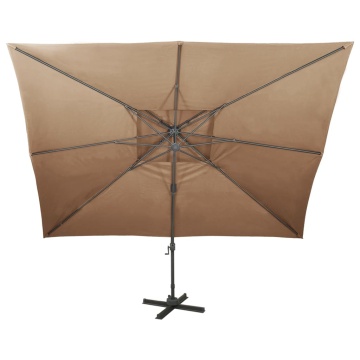 Umbrelă în consolă cu înveliș dublu, taupe, 400x300 cm - Img 3