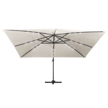 Umbrelă în consolă cu LED, stâlp din aluminiu nisipiu 400x300cm - Img 4