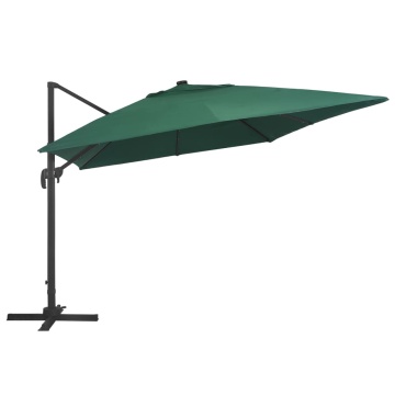 Umbrelă în consolă cu LED, stâlp din aluminiu verde 400x300 cm - Img 3