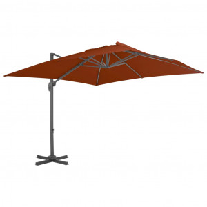 Umbrelă în consolă cu stâlp din aluminiu, cărămiziu, 300x300 cm - Img 1