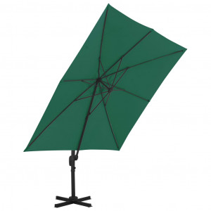 Umbrelă în consolă cu stâlp din aluminiu, verde, 300x300 cm - Img 4