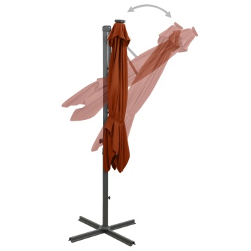 Umbrelă în consolă cu stâlp și LED-uri, cărămiziu, 250 cm - Img 6