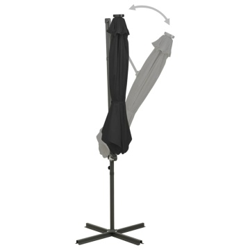 Umbrelă în consolă cu stâlp și LED-uri, negru, 300 cm - Img 3