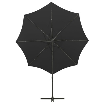 Umbrelă în consolă cu stâlp și LED-uri, negru, 300 cm - Img 5