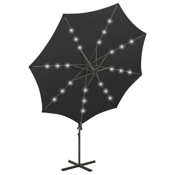 Umbrelă în consolă cu stâlp și LED-uri, negru, 300 cm - Img 8