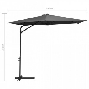 Umbrelă soare de exterior, stâlp din oțel, antracit, 300x250 cm - Img 6