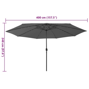 Umbrelă soare de grădină cu LED-uri, antracit, 400 cm - Img 6