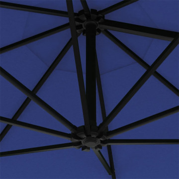 Umbrelă soare LED montaj pe perete stâlp metal albastru 300cm - Img 7