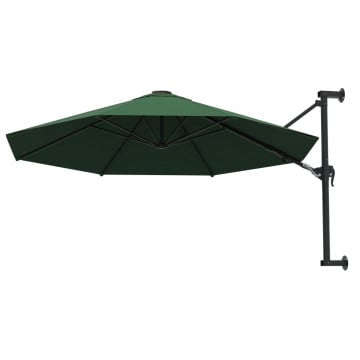 Umbrelă soare, montaj pe perete, tijă metalică, verde, 300 cm - Img 3