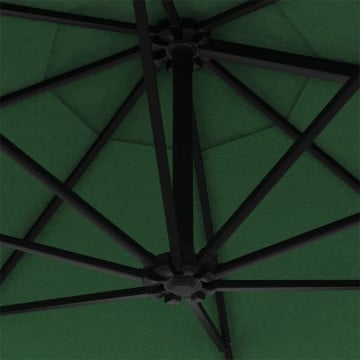 Umbrelă soare, montaj pe perete, tijă metalică, verde, 300 cm - Img 6