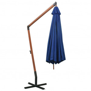 Umbrelă suspendată cu stâlp, albastru azur, 3,5x2,9 m lemn brad - Img 8
