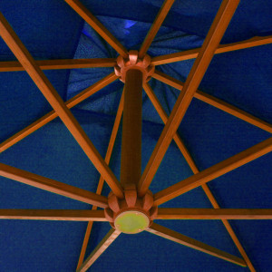Umbrelă suspendată cu stâlp, albastru azuriu, 3x3 m, lemn brad - Img 2