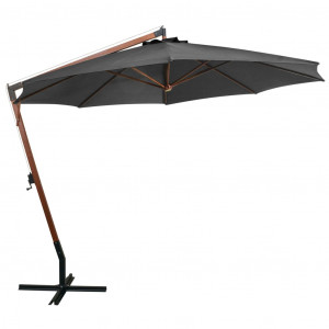 Umbrelă suspendată cu stâlp, antracit, 3,5x2,9 m, lemn brad - Img 3