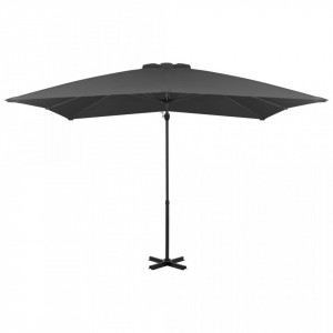 Umbrelă suspendată cu stâlp din aluminiu, antracit, 250x250 cm - Img 3
