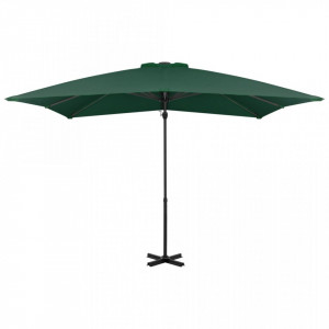 Umbrelă suspendată cu stâlp din aluminiu, verde, 250x250 cm - Img 3