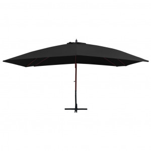 Umbrelă suspendată cu stâlp din lemn, negru, 400 x 300 cm - Img 3