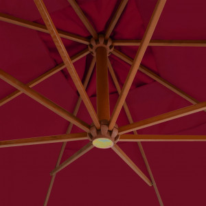 Umbrelă suspendată cu stâlp din lemn, roșu bordo, 400x300 cm - Img 2