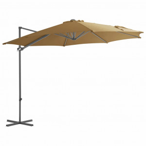 Umbrelă suspendată cu stâlp din oțel, gri taupe, 300 cm - Img 1
