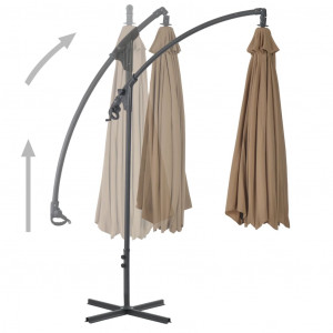 Umbrelă suspendată cu stâlp din oțel, gri taupe, 300 cm - Img 4