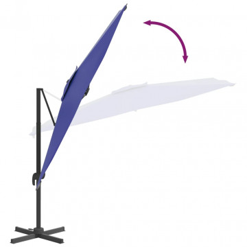 Umbrelă suspendată, stâlp aluminiu, albastru azuriu, 400x300 cm - Img 6