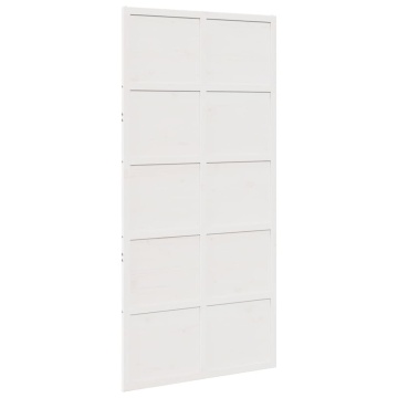 Ușă de hambar, alb, 100x208 cm, lemn masiv de pin - Img 2