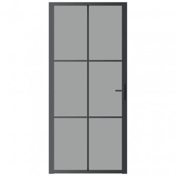 Ușă de interior, 93x201,5 cm, negru, sticlă ESG și aluminiu - Img 3