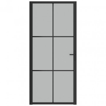 Ușă de interior, 93x201,5 cm, sticlă neagră mată și aluminiu - Img 3