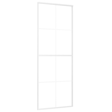 Ușă glisantă, alb, 76x205 cm, sticlă mată ESG și aluminiu - Img 2