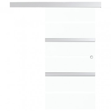 Ușă glisantă, argintiu, 76 x 205 cm, sticlă ESG și aluminiu - Img 4