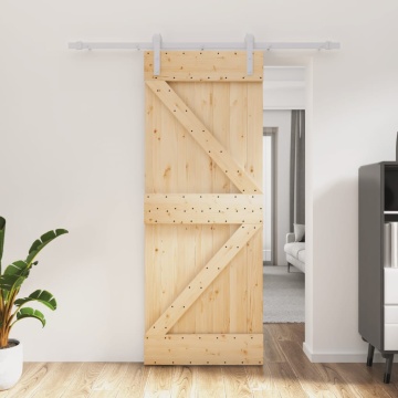 Ușă glisantă cu set de feronerie 80x210 cm, lemn masiv de pin - Img 1