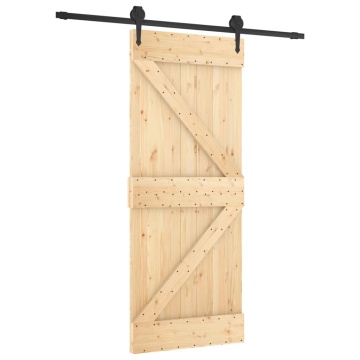 Ușă glisantă cu set de feronerie 85x210 cm, lemn masiv de pin - Img 2