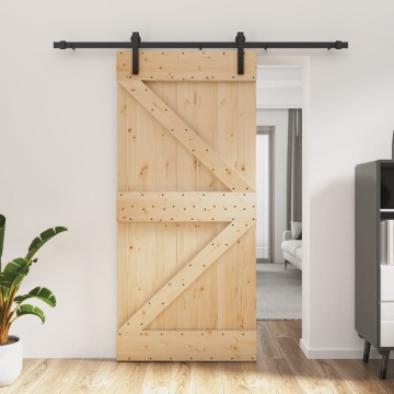 Ușă glisantă cu set de feronerie 95x210 cm, lemn masiv de pin - Img 1