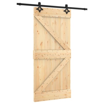 Ușă glisantă cu set de feronerie 95x210 cm, lemn masiv de pin - Img 2